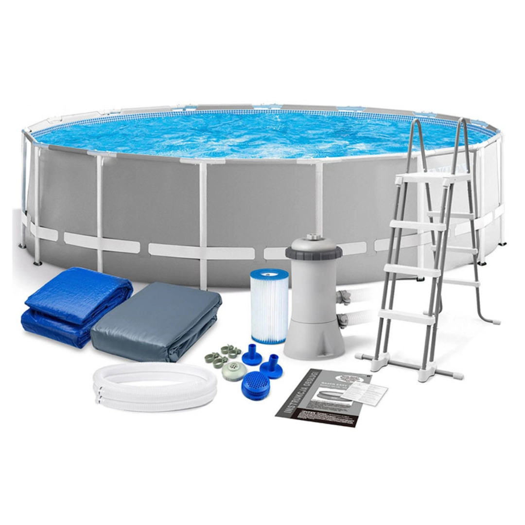 Каркасный бассейн Intex 457×122 см серый